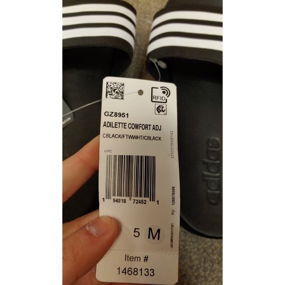 ADIDAS UNISEX Adilette Comfort Adjustable Slide Sandal--Black - Picture 7 of 8